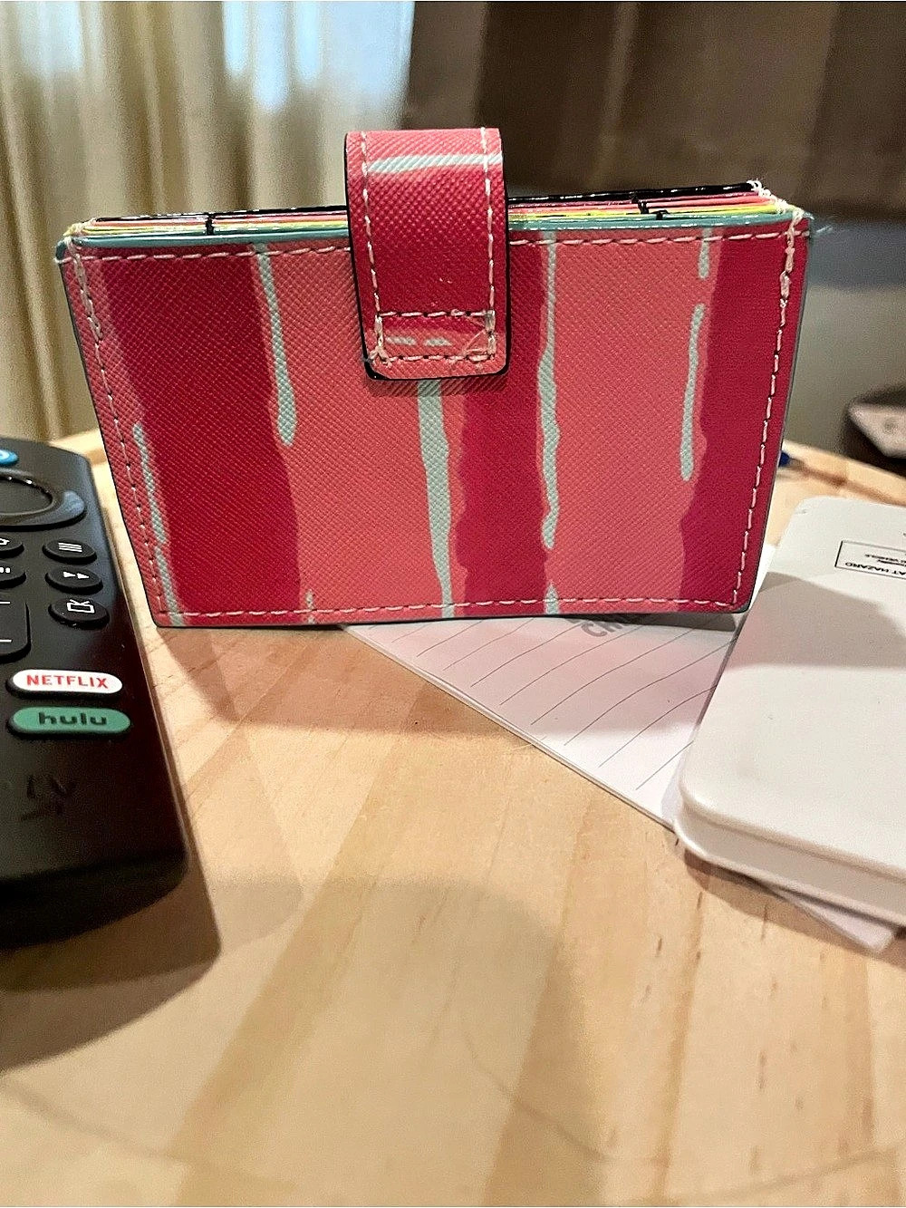 Victoria's Secret Iconic Stripe Accordion Card Holder Pink & Green - Picture 2 of 3